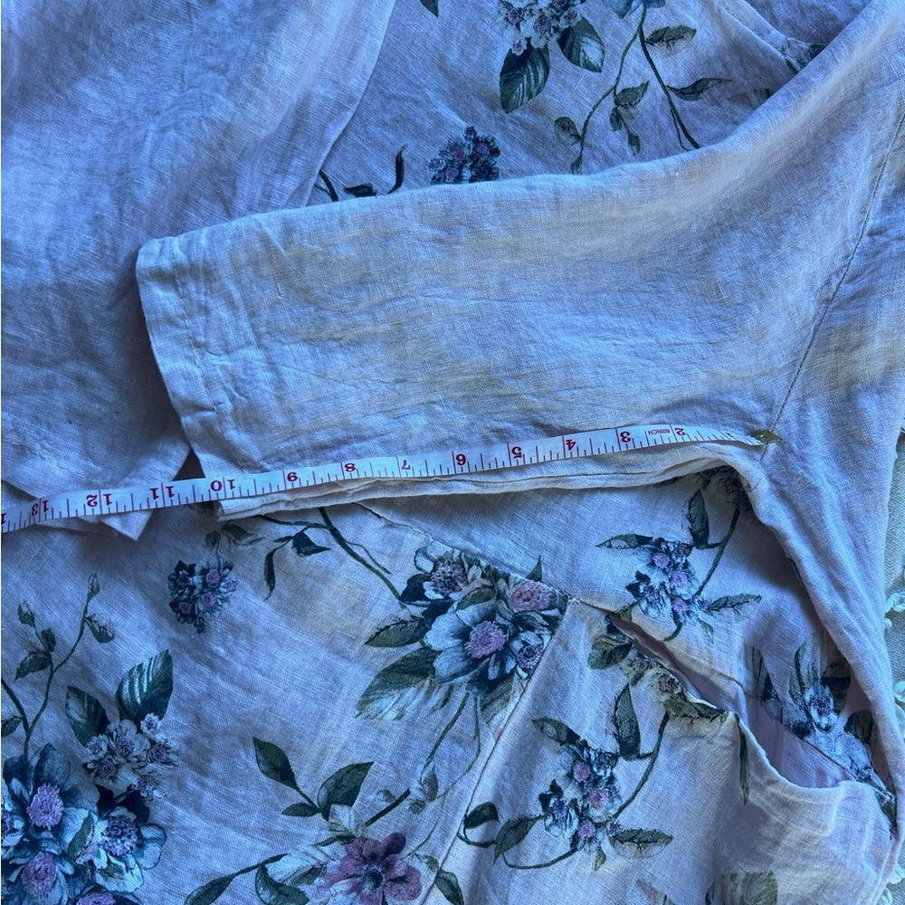 Italian luxury Pink Floral Tunic with Pockets, Made in Italy - 3/4 Sleeve - Picture 8 of 12